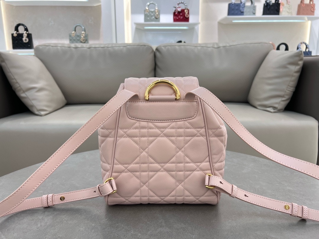 Medium Dior Caro Backpack Pink Macrocannage Lambskin